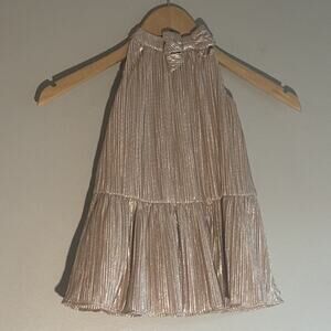 Janie and Jack Baby Girls Rose Gold Special Occasion Metallic Bow Dress 12-18mo